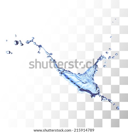 Blue water splash isolated on white, vector background