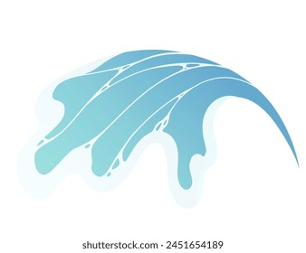 Efecto mágico de salpicadura de agua azul para la Ilustración vectorial de flujo de agua de los juegos aislada sobre fondo blanco