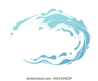 Efecto mágico de salpicadura de agua azul para la Ilustración vectorial de flujo de agua de los juegos aislada sobre fondo blanco