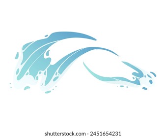 Blue water splash magical effect for games water flow vector illustration isolated on white background