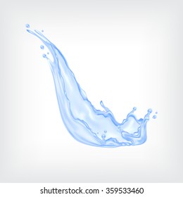 Blue water splash. Mesh with transparency. Vector icon. EPS10 vector