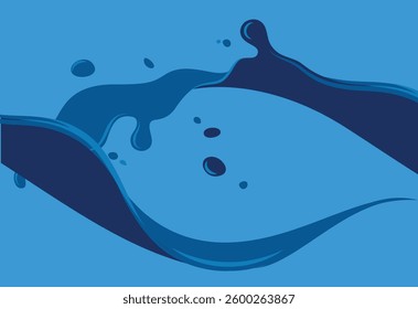 Blue water splash on a blue background. Vector illustration for your design
