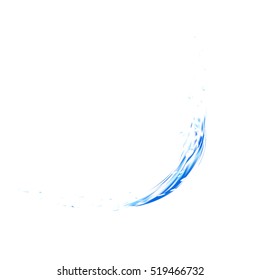 Blue water splash. Spray with drops isolated. 3d illustration vector. Aqua splashing surface background created with gradient mesh tool.