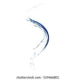Blue water splash. Spray with drops isolated. 3d illustration vector. Aqua splashing surface background created with gradient mesh tool.