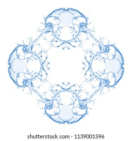 blue water splash squared mandala decorative background pattern, vector illustration