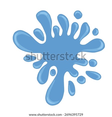 Blue water splash stain vector illustration. Hand drawn blue paint splatter blob. Simple blue liquid splat icon