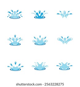 Blue Water Splash Symbol Illustrations for Logos, icons Posters, and Print Materials