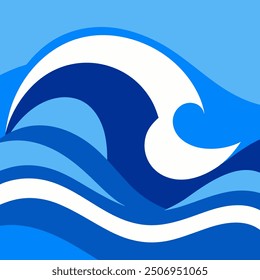 Ilustración vectorial azul del chapoteo del agua aislada en blanco