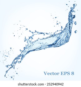 Blue water splash, vector illustration EPS 8.