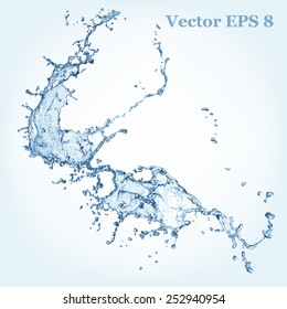 Blue water splash, vector illustration EPS 8.