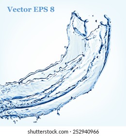 Blue water splash, vector illustration EPS 8.