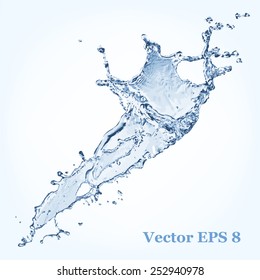 Blue Water Splash, Vector Illustration EPS 8.