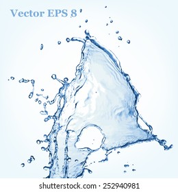Blue water splash, vector illustration EPS 8.