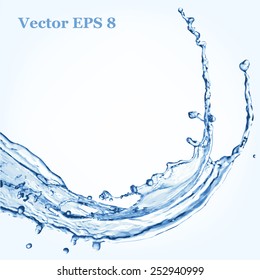 Blue Water Splash, Vector Illustration EPS 8.