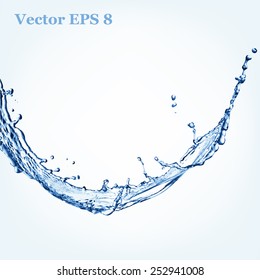 Blauer Wassersplash, Vektorgrafik EPS 8.