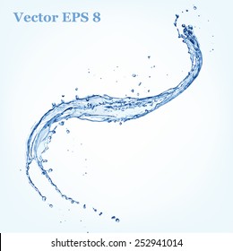 Blue water splash, vector illustration EPS 8.