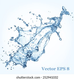 Blue Water Splash, Vector Illustration EPS 8.