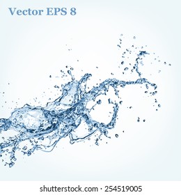 Blue Water Splash, Vector Illustration EPS 8.