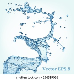 Blue water splash, vector illustration EPS 8.