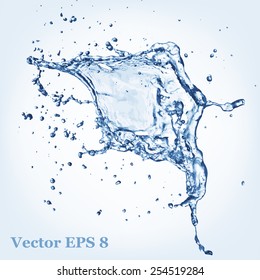 Blue Water Splash, Vector Illustration EPS 8.