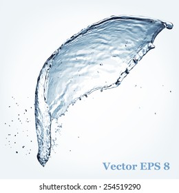 Blue Water Splash, Vector Illustration EPS 8.