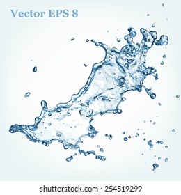 Blue Water Splash, Vector Illustration EPS 8.