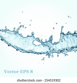 Blue water splash, vector illustration EPS 8.