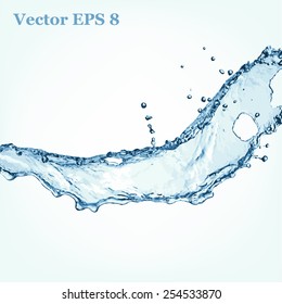 Blue water splash, vector illustration EPS 8.