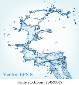 Blue water splash, vector illustration EPS 8.