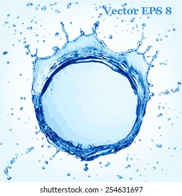 Blue Water Splash, Vector Illustration EPS 8.