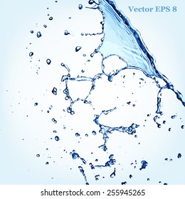 Blue water splash, vector illustration EPS 8. 