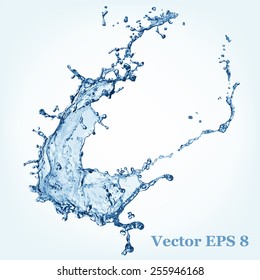 Blue water splash, vector illustration EPS 8.