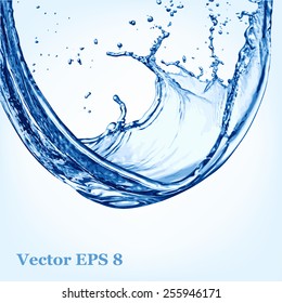 Blue water splash, vector illustration EPS 8.