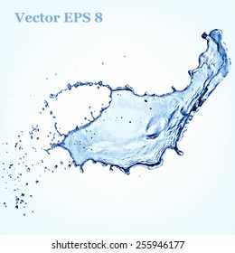 Blue water splash, vector illustration EPS 8.