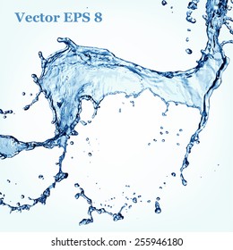 Blauer Wassersplash, Vektorillustration, Abbildung EPS 8.