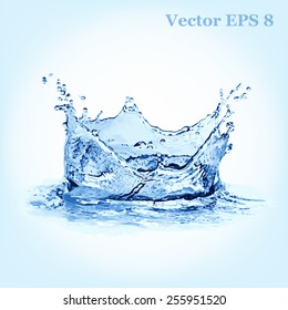 Blue Water Splash, Vector Illustration EPS 8.