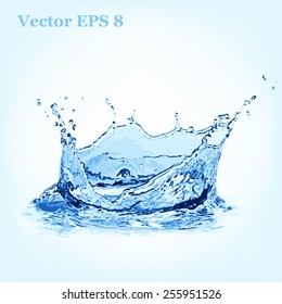 Blue water splash, vector illustration EPS 8.