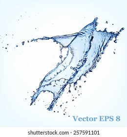 Blue water splash, vector illustration EPS 8.