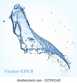 Blue water splash, vector illustration EPS 8.