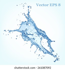 Blue water splash, vector illustration EPS 8.