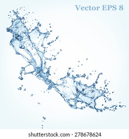 Blue Water Splash, Vector Illustration EPS 8.