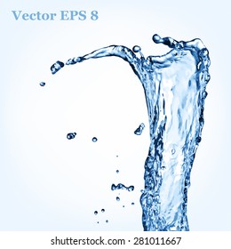 Blue water splash, vector illustration EPS 8.