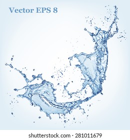 Blue Water Splash, Vector Illustration EPS 8.