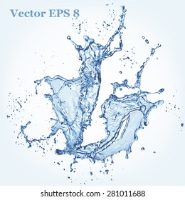 Blue Water Splash, Vector Illustration EPS 8.