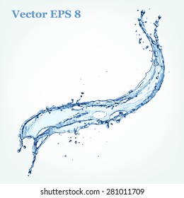 Blue Water Splash, Vector Illustration EPS 8.