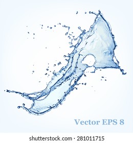 Blue water splash, vector illustration EPS 8.