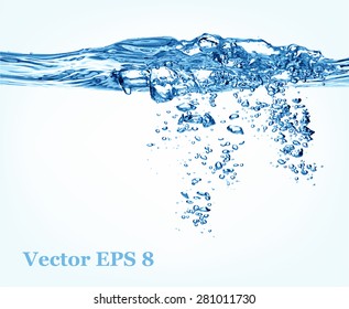 Blue Water Splash, Vector Illustration EPS 8.