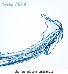 Blue water splash, vector illustration EPS 8.