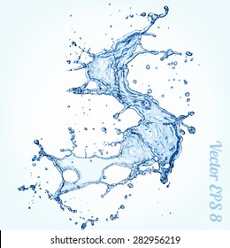 Blue Water Splash, Vector Illustration EPS 8.