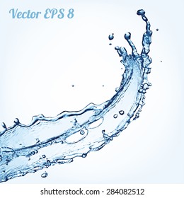 Blue water splash, vector illustration EPS 8.